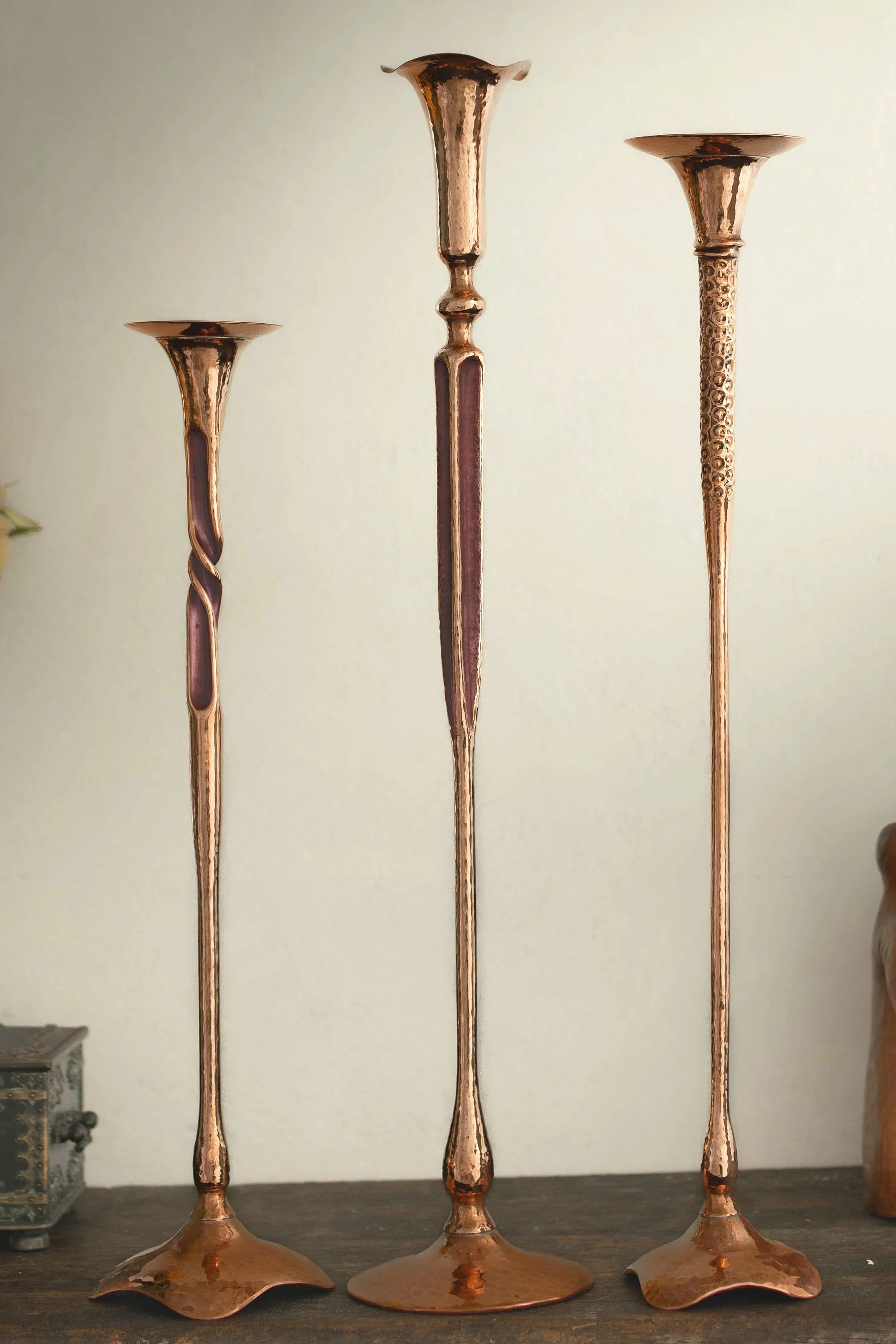 Hand Hammered Copper Candle Holders | Unique & Elegant Decor